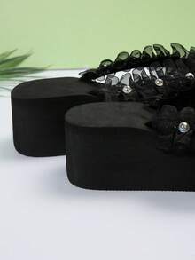 Women's Fashionable Wedge Heel Lightweight, Soft And Comfortable Sandals - Black - View 7