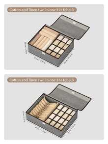 1入選擇內衣灰色收納盒，小物品收納盒，多網格分類收納盒，2合1收納盒，多功能收納盒，布料柔軟性，精美邊緣，適用於各種形式的儲物，學校組織者袋子，教師收納袋。 - 米色 - 查看 8