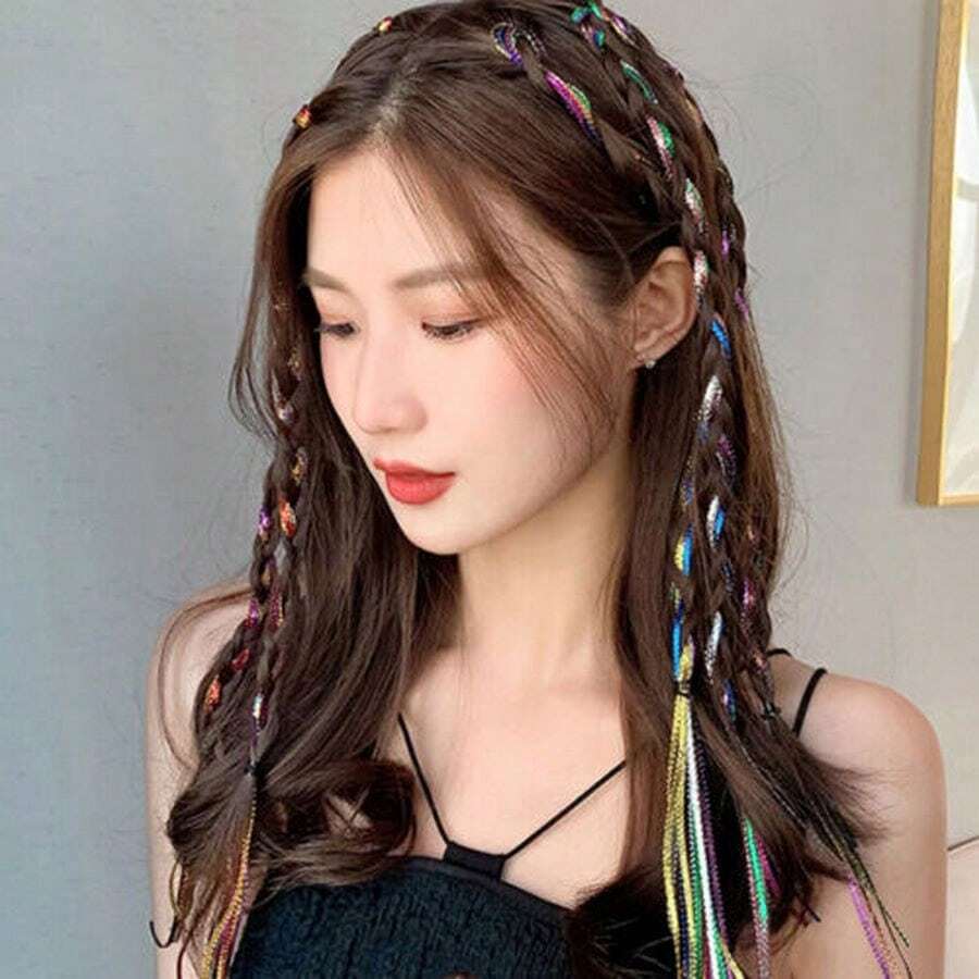 20 Piezas Trenzas De Pelo Hebras De Cuerda Para Trenzas Africanas Niñas Estilo De Cola De Caballo Diy - Multicolor - Ver 1