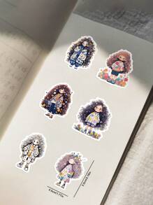 63pcs Waterproof Stickers With Long Hair Girls Design, Perfect For Decorating Diary, Notebook, Textbook, Mobile Phone Case, Luggage, Water Bottle, Etc.,School Supplies,Back To School