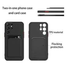 1pc Black Smartphone Case With Bracket, Contrast Color Buttons, Card Slot, Soft TPU Silicone Matte Shell, Detachable Buttons, Thin And Lightweight, Cube Textured Design, Full Body Protection,International Version, Not The Domestic Version - Black - View 5
