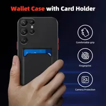 1pc Black Smartphone Case With Bracket, Contrast Color Buttons, Card Slot, Soft TPU Silicone Matte Shell, Detachable Buttons, Thin And Lightweight, Cube Textured Design, Full Body Protection,International Version, Not The Domestic Version - Black - View 6