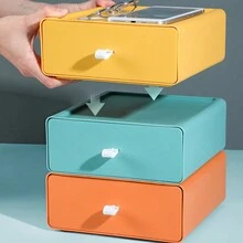 1個抽屜式桌面整理盒,化妝品、珠寶、學生宿舍文具整理盒 - 彩色 - 查看 4