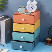 1個抽屜式桌面整理盒,化妝品、珠寶、學生宿舍文具整理盒 - 彩色 - 查看 6