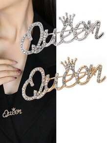 1 件優雅女萊茵石花朵胸針 - 時尚女王皇冠設計 - 款式一 - 查看 1