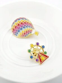 1件女士创意个性化热气球和摩天轮造型卡通徽章胸针 - 摩天輪 熱氣球胸針 - 查看 3