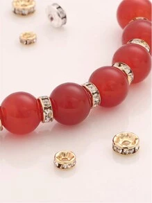 50/100/200pcs/Set Copper Beads With Rhinestone Insets For Jewelry Making, Bracelet, Necklace, Pendant