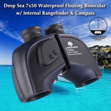 Landview 1入藍色成人海上雙筒望遠鏡,7x50 防水望遠鏡,帶測距儀和照明指南針,適用於航海、帆船、水上運動、狩獵等等 - 藍色 - 查看 1