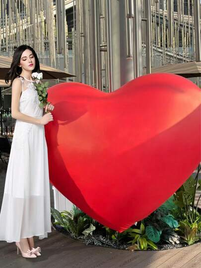 1個70英寸紅色尼龍愛心氣球（不含筆）,適用於氦氣或空氣,用於浪漫裝飾、求婚、情人節、訂婚或生日派對裝飾
