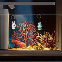 4 件漂浮情侶兔子水族箱裝飾,卡通 Pvc 魚缸裝飾品浮球家居裝飾 - 彩色 - 查看 3