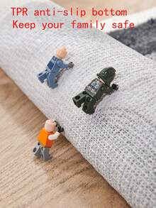 1pc Cartoon Foot Pad Decorative Carpet, Polyester Fiber Bedside Anti-Slip Mat For Bathroom Sink And Toilet - Grey - View 6