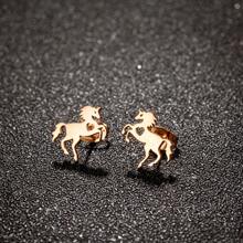 1 Pair Mini Horse Stud Earrings For Party Gift Stainless Steel Sweet Animal Ear Ring Cute Stylish Student Birthday Party Jewelry - Silver - View 9