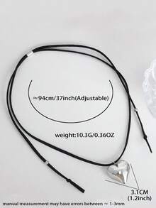 1件欧美风格个性化可爱心形吊坠项链，长款可调节毛衣链 - 彩色 - 查看 5