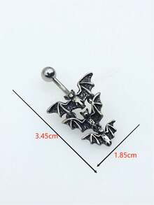 1 件不銹鋼棒燒黑色復古時尚肚臍環,禮物 - 黑色 - 查看 5