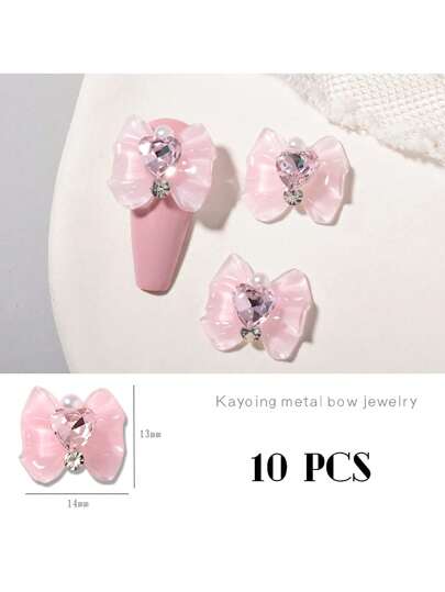 10Pcs 3D Three-Dimensional Butterfly Jewelry Pearl Small Rhinestone Ice Through Love Butterfly Nail Rhinestone Decoration Diy Nail Charms Nail Gems Nail Supplies Nails
