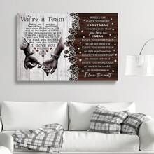 1 张个性化情侣海报，当我说我爱你时，我们是一个团队，情侣礼物，遇见你是命运的艺术印刷品，适合家居装饰，送给他的礼物，送给她的礼物，生日周年纪念情侣海报，无框架 - 咖啡棕 - 查看 7