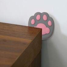 立體貓爪矽膠防撞貼紙，卡通創意可愛柔軟橡膠防滑墊，耐高溫防燙墊。適用於門把手、冰箱門、馬桶蓋、桌子、椅子、牆壁等表面。可作家具保護墊。3入組。 - 彩色 - 查看 3