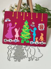 1 套家庭裝飾聖誕樹貓狗切割模具剪貼簿卡片相簿製作 Diy 工藝品模板用品卡製作剪貼簿 Diy 卡片相冊工藝裝飾品 - 銀色 - 查看 7