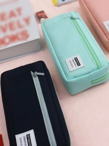 1個藍色簡約便攜式高容量筆袋,創意多功能學生文具袋 - 藍色 - 查看 5