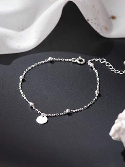 Stylever 1入時尚銀色圓盤鎖鏈手鍊，適用於女士精品珠寶贈禮假日