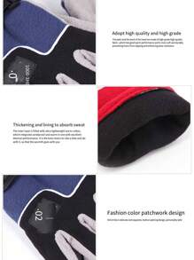 1只運動防風保暖全指手套,男女適用,極絨騎行、滑雪和運動手套 - 軍綠色 - 查看 6