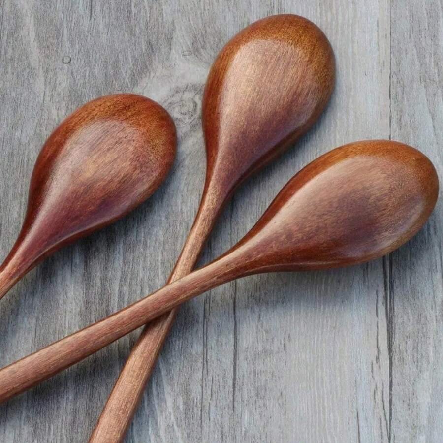 1 Natural Oval Wooden Spoon, 9 Inches (About 23.5 Cm), For Eating And