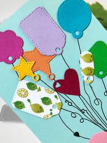 1片幾何氣球形狀金屬切割模具,diy剪貼簿用模板,裝飾凸版卡紙diy - 銀色 - 查看 3