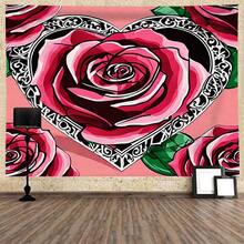 1入組桃皮背景布帶有綠色植物,彩色寶石和牡丹花紋,適用於臥室床頭牆裝飾 - 米色 - 查看 1