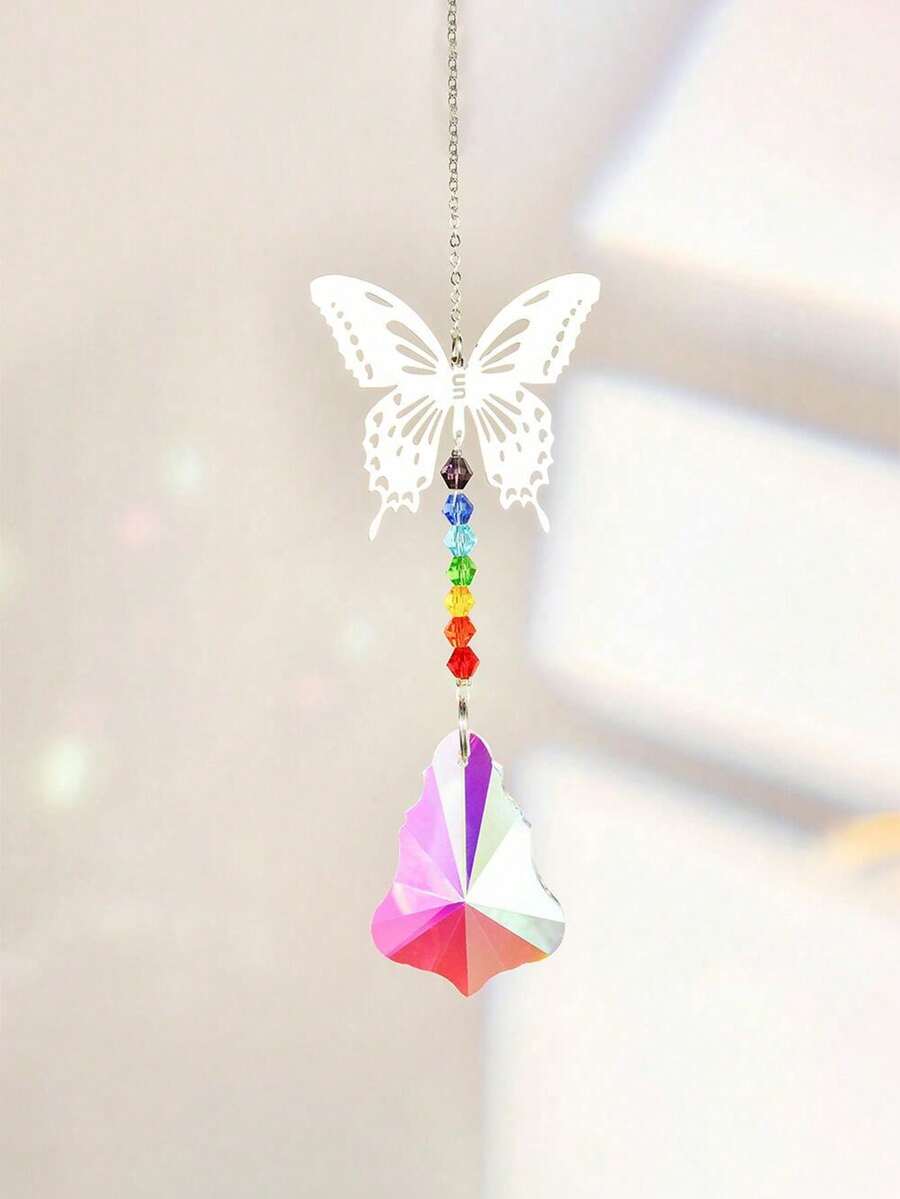 蝴蝶葉水晶掛飾,適用於窗戶、花園、節日裝飾、室外、家庭花園、臥室、陽台、露台、掛飾 - 彩色 - 查看 1