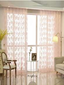 1Panel Pink Lace Sheer Flowers Embroidered Tulle Curtains For Bedroom Romantic French Light Filtering  Window Drape Kitchen Decoration Sheer Drapes - Dusty Pink - View 8