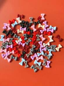 1袋50顆立體領結釘蝴蝶結釘裝飾顏色隨機混裝 - 彩色 - 查看 4