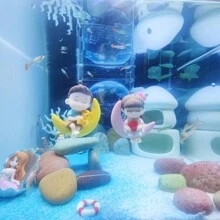 2入組卡通月亮情侶水上風景漂浮裝飾,適用於魚缸水族箱 - 彩色 - 查看 8