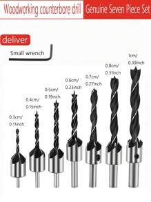 木工 鑽頭組 高硬度 木材孔鋸切割機 電動鑽 高碳鋼鈦鍍 圓柄鑽頭 3-10mm 7入組自然色系 + 一把扳手 - 彩色 - 查看 7
