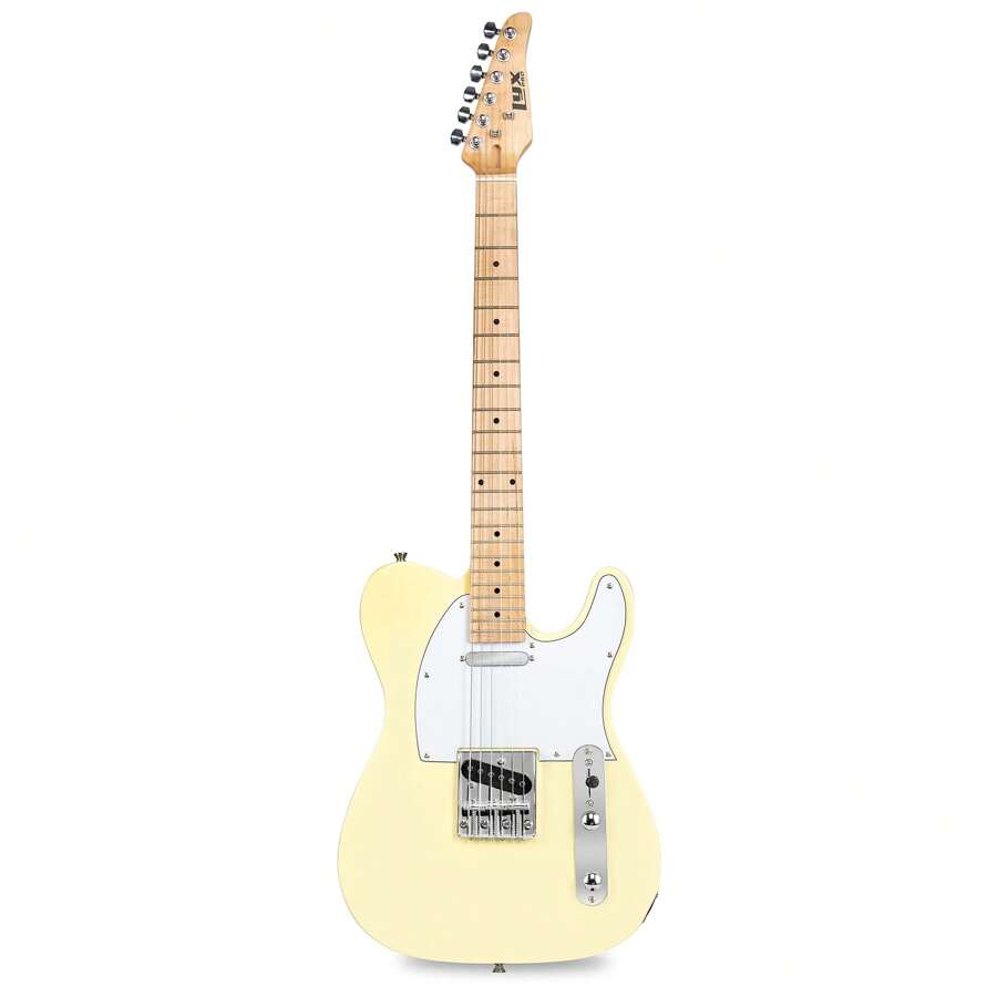 LyxPro 39" Telecaster Solid Body Guitar Electric Guitar TL Series, Full-Size Paulownia Wood Body, 3-Ply Pickguard, C-Shape Neck, Ashtray Bridge, Quality Gear Tuners, 3-Way Switch & Volume/Tone Controls, 2 Picks Included - 乳白色 - 查看 1