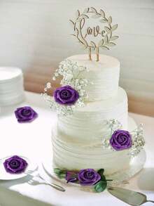 20 Piezas Rosas De Espuma Brillantes Con Tallo Para Armar Ramos De Novia, Decoraciones Para Fiestas En Casa - Morado - Ver 6