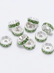 50/100/200pcs/Set Copper Beads With Rhinestone Insets For Jewelry Making, Bracelet, Necklace, Pendant