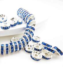 50/100/200pcs/Set Copper Beads With Rhinestone Insets For Jewelry Making, Bracelet, Necklace, Pendant