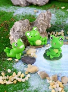 4入組樹脂工藝小青蛙雕像,適用於花園裝飾和模擬 - 綠色 - 查看 1