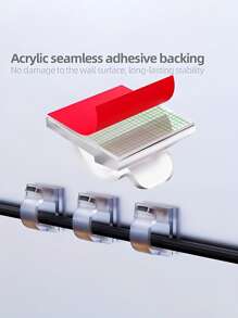 30pcs(One Size)/10pcs Adhesive Cable Clips For Outdoor, Light Clips, Decoration Clips, Self Adhesive Hooks Cord Management Wire Holder, Fairy Light Accessories, (Clear), Tools For Men - White - View 2