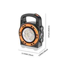 Solar Rechargeable Led Flashlight With Cob, Waterproof Portable Lamp With Output Function, Can Be Used As Power Bank, Suitable For Camping, Hiking, Fishing, Climbing, Emergency Lighting, Daily Maintenance - Yellow - View 2