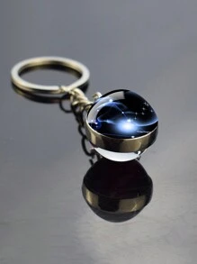 1入雙面玻璃球鑰匙扣,星座圖案,生日珠寶配飾 - 雙子座 - 查看 10