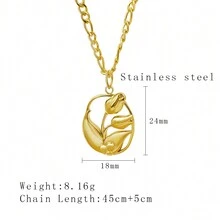 1pc Fashionable Elegant & Luxurious Stainless Steel Hollow Out Flower Pendant Necklace Suitable For Women'S Daily Wear - Flower - View 5