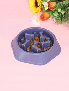 塑料防傾倒犬用餵食碗,採用防滑設計,適用於大型犬種,慢吃寵物碗 - 紫色 - 查看 5