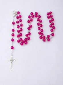 1 件歐美風格新款時尚復古簡約十字形壓克力水晶串珠項鍊,適合秋冬毛衣鏈,非常適合送給女友、姊妹、情侶等。 - 彩色 - 查看 15