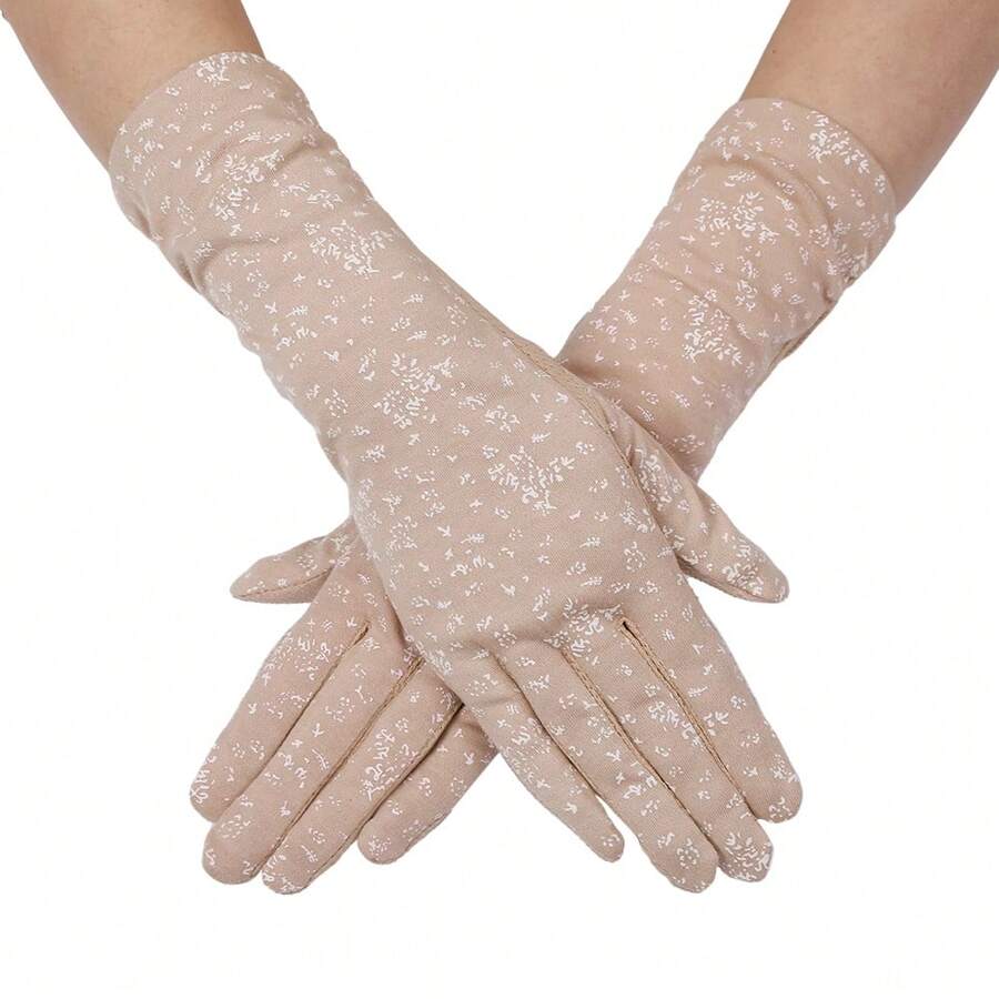 Party 1pair Uv Protection Driving Gloves & Touchscreen Sun Protection Gloves For Women, Outdoor Sports Accessories In Summer Halloween - Khaki - View 1