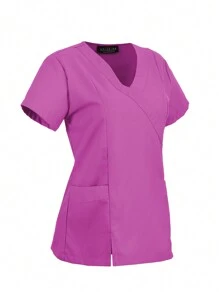 U4U Uniforms Filipino Lady Crossed V Neck With Elastic Back - Bugambilia - View 4
