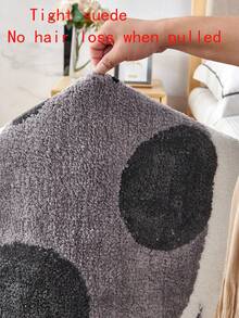 1pc Cartoon Foot Pad Decorative Carpet, Polyester Fiber Bedside Anti-Slip Mat For Bathroom Sink And Toilet - Grey - View 4