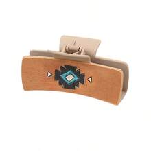 1pc Women's Western Cowboy Style Vintage Hair Clip With Leather Cow Print And Hair Claw, Suitable For Daily, Home, Commute, Accessories, Outdoor, Leisure Hair Accessory, Women's Gift - Geometric Patterns - View 10