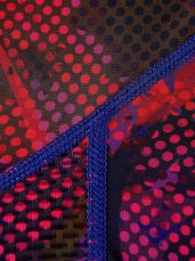 RODEEL 男士時尚漸層印花短袖T恤，帶遮光罩面罩，太陽防護，運動T恤 - 中紫紅色 - 查看 3