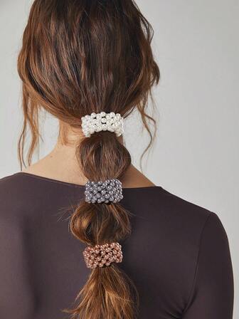 2 szt. miękkie, sztuczne perłowe gumki do włosów z koralikami, elastyczne gumki do włosów, uniwersalne gumki do kucyków, akcesoria do włosów, gumki do włosów, gumki do włosów, gumki do włosów, gumki do włosów